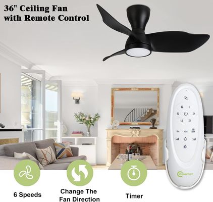 Stijlvolle 36 inch DC motor plafondventilator met slimme besturing en Alexa / Google Assistant compatibel