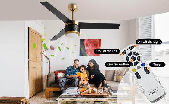 Slimme WIFI plafondventilator in wit zwart goud 52 inch volle helderheid