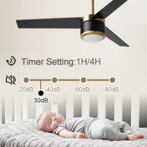 Slimme WIFI plafondventilator in wit zwart goud 52 inch volle helderheid