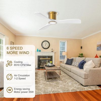 3000K Zwarte 52 inch plafondventilator met licht efficiënte omkeerbare DC-motor