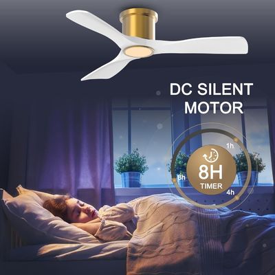 3000K Zwarte 52 inch plafondventilator met licht efficiënte omkeerbare DC-motor