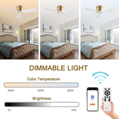 3000K Zwarte 52 inch plafondventilator met licht efficiënte omkeerbare DC-motor
