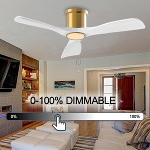 3000K Zwarte 52 inch plafondventilator met licht efficiënte omkeerbare DC-motor