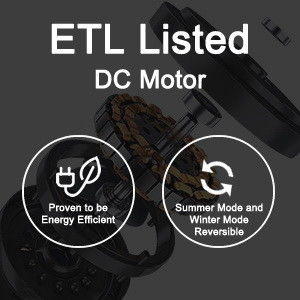 3000K Zwarte 52 inch plafondventilator met licht efficiënte omkeerbare DC-motor