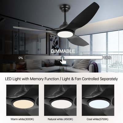 52 inch ventilator met licht 3 kleurtemperatuur voor slaapkamer hoge CFM plafond ventilator