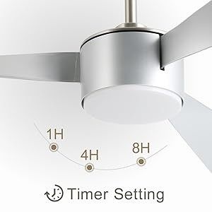 52 inch modieuze zilveren plafondventilator met afstandsbediening