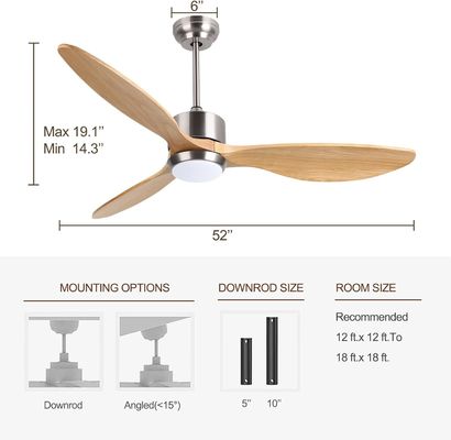 Wit Zwart Goud 52 Plafondventilator Met Lichte 6 Snelheid DC Motor