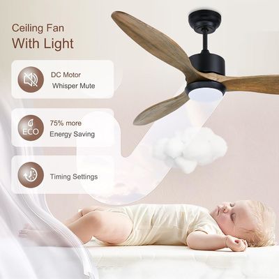 Moderne 52 inch ventilator met licht voor 12 ft * 12 ft tot 17 ft * 17 ft kamer
