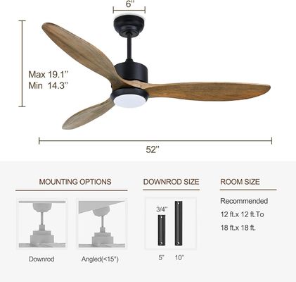 Moderne 52 inch ventilator met licht voor 12 ft * 12 ft tot 17 ft * 17 ft kamer