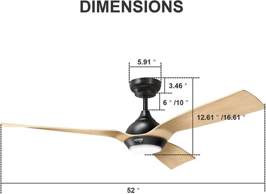 52 inch plafondventilator gestroomlijnd ontwerp Outdoor Downrod Mount Plafondventilator met licht