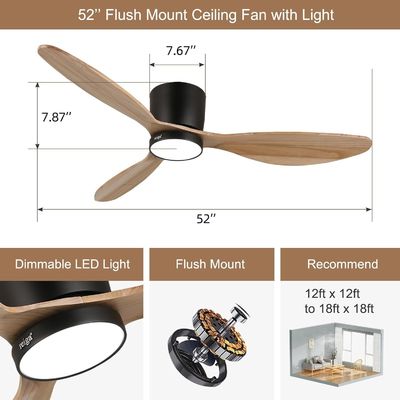Wit zwart goud 52 inch plafond ventilator verlichting met energiebesparende functie