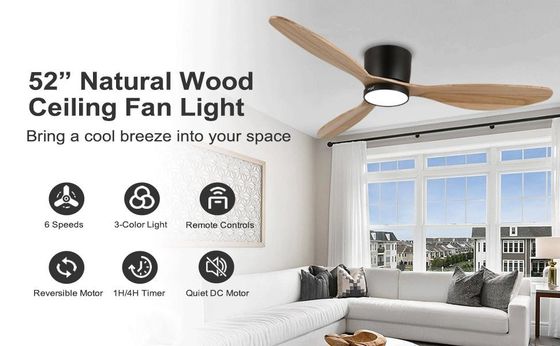 Wit zwart goud 52 inch plafond ventilator verlichting met energiebesparende functie