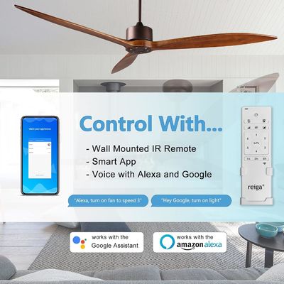 6 snelheid Alexa Voice Control ABS Smart DC Motor Plafondventilator met verlichting in goud Zwart Wit