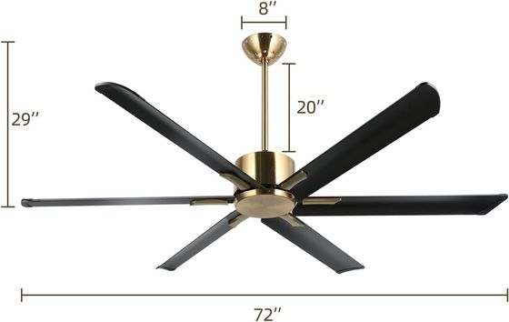 72-inch slimme plafondventilator met lichten in zwart/wit/goud