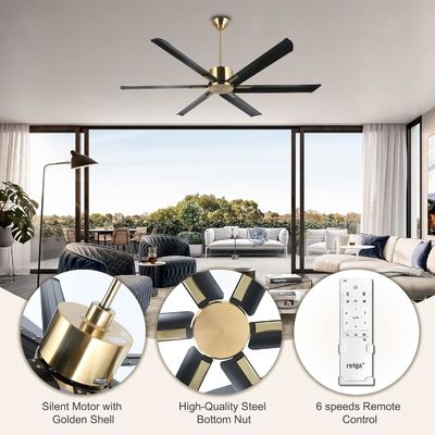 72-inch slimme plafondventilator met lichten in zwart/wit/goud