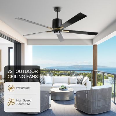 Witte DC motor stil blad plafond ventilator licht 72 inch met 3 kleuren wisselende snelheden