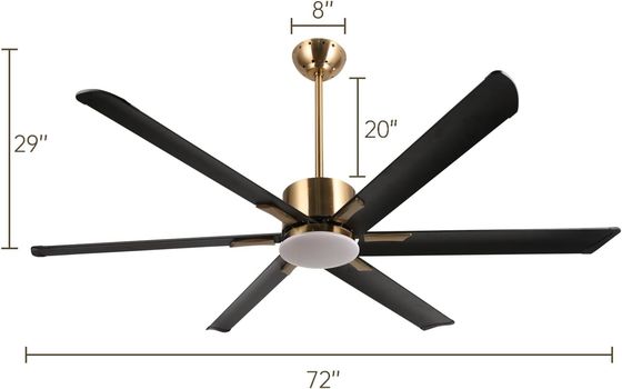72 inch moderne slimme plafondventilator met licht in wit ABS