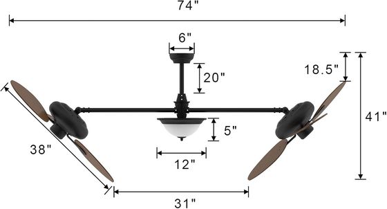 Moderne 86 inch slimme plafondventilator met lichtkit en 3-versnellings DC-motor