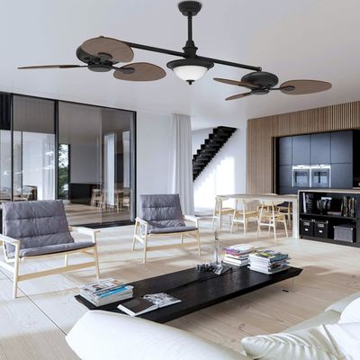 Moderne 86 inch slimme plafondventilator met lichtkit en 3-versnellings DC-motor