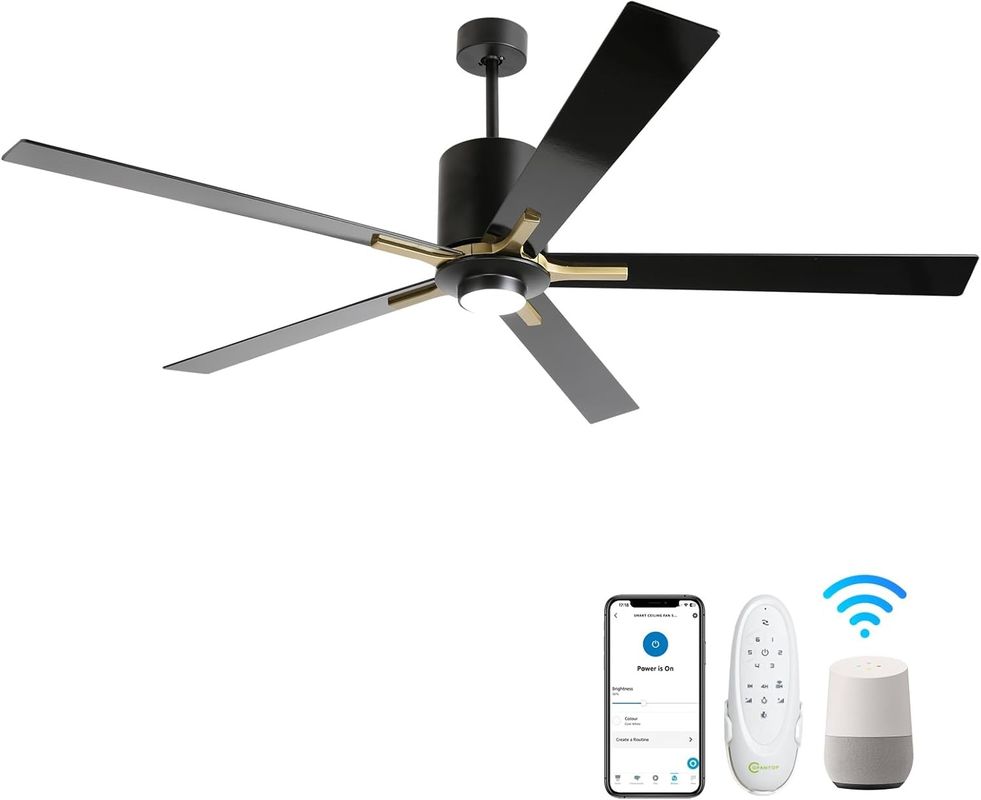 Witte DC motor stil blad plafond ventilator licht 72 inch met 3 kleuren wisselende snelheden